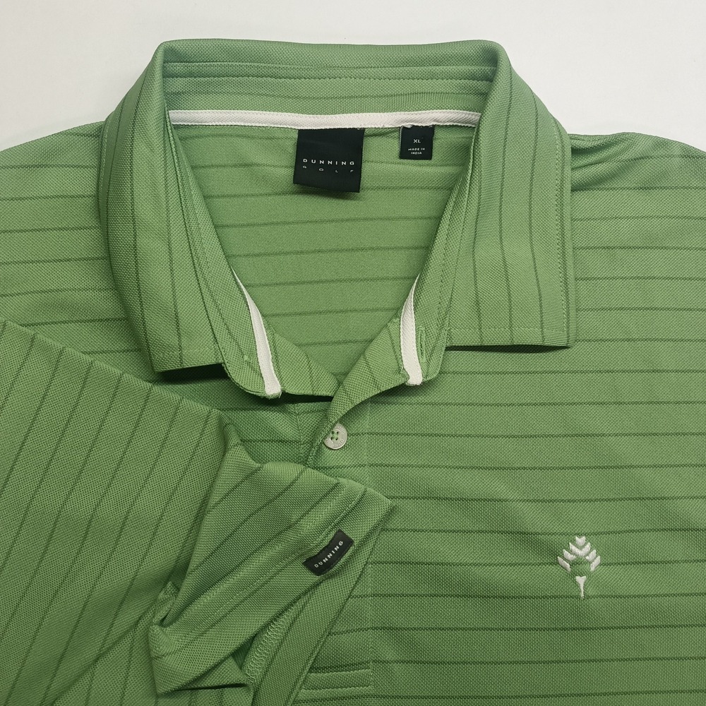 Dunning Golf Men's Size XL Green Striped‎ Golf Polo Outdoor Made In India